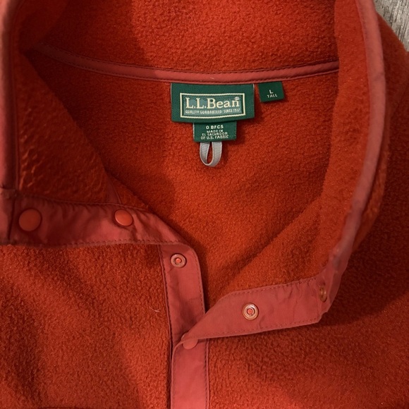 LL Bean Men’s Fleece Quarter Button Up Pullover Orange Sz LT Outdoor Zip Pockets - Picture 2 of 12